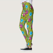Groene luipaard met bloemen Print Leggings (Links)