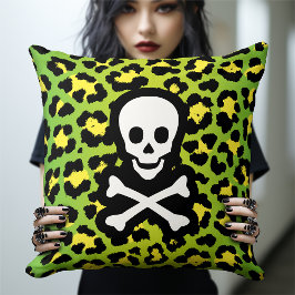 Groene luipaard Print Jolly Roger Pirate Edgy Punk Kussen