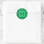 Groene luipaard print met aangepaste monogram. ronde sticker (Tas)