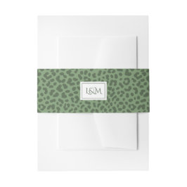 Groene luipaard print monogram initialen bruiloft uitnodigingen wikkel