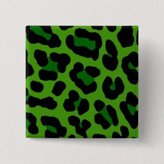 Groene Luipaard Speld Vierkante Button 5,1 Cm (Voorkant)