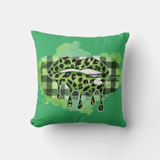 groene luipaarden met shamrock kussen (Voorkant)