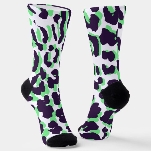 Groene Luipaardprint Duurzame Premium Crew Soks Sokken (Gebogen)