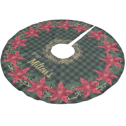 Groene lumberjack pset en monogrammen van Poinsett Kerstboom Rok (Gekanteld)