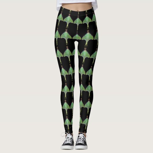 Groene Luna Moth Abstracte Patroon Leggings (Voorkant)