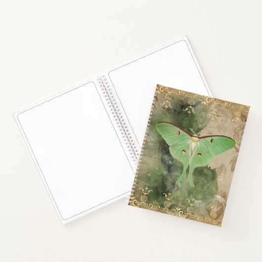 Groene Luna Moth Notitieboek (Binnen)