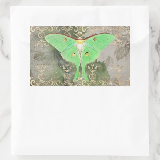 Groene Luna Moth Rechthoekige Sticker (Tas)