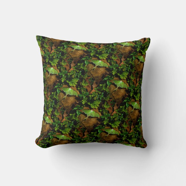 Groene lunanachtvlinder kussen (Voorkant)