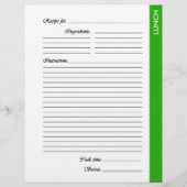 Groene LUNCH tweezijdige Recipe Pages (Voorkant)