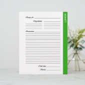 Groene LUNCH tweezijdige Recipe Pages (Staand voorkant)