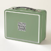Groene lunchbox met gepersonaliseerde naam en QR-c (Achterkant)