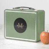 Groene lunchbox met gepersonaliseerde naam en QR-c (In situ)