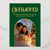 Groene Luxe Baby Geboorteaankondiging Foto Folie Feestdagenkaart (Voorkant)