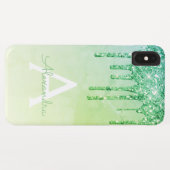 Groene Luxe Bling Sparkle Glitter Monogram Case-Mate iPhone Case (Achterkant (horizontaal))