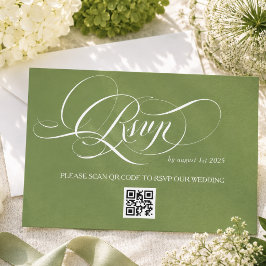 Groene Luxe Kalligrafie Bruiloft RSVP Kaartje