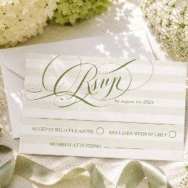 Groene luxe kalligrafie bruiloft RSVP kaartje