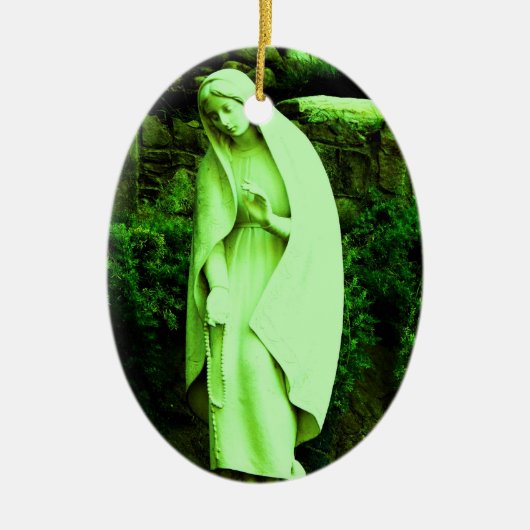 Groene Maagd Maria Beeldje Ornament (Voorkant)