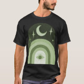 Groene Maan Oog Boog Symbool Kunst T-shirt (Voorkant)