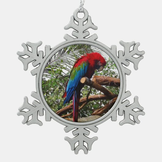 Groene Macaw #1 Snowflake Ornament (Voorkant)