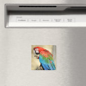 Groene Macaw op baard Magneet (Insitu (Vaatwasser))