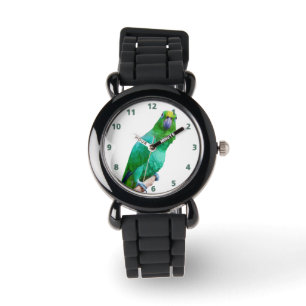 Groene Macaw Parrot op een Limb Horloge