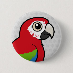 Groene Macaw Ronde Button 5,7 Cm