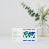 Groene machine visitekaartje (Staand voorkant)