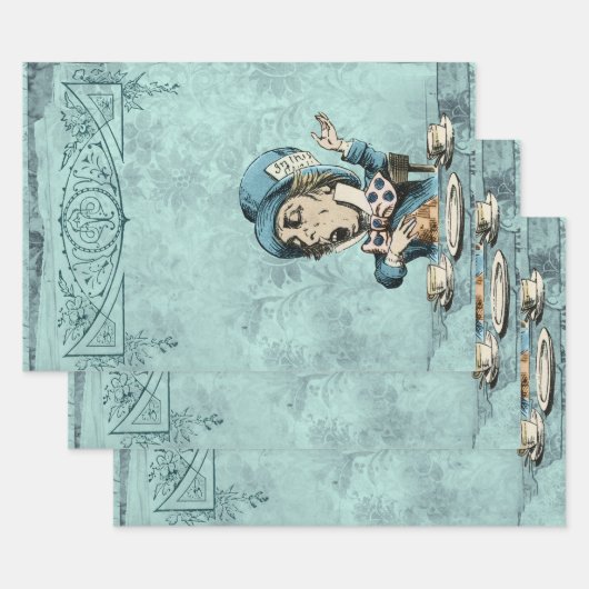 Groene Mad Hatter in Wonderland Inpakpapier Vel (Set)