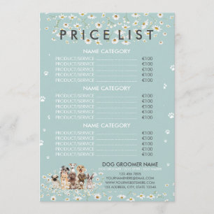 Groene Madeliefje Hondentrimsalon Prijslijst Menu