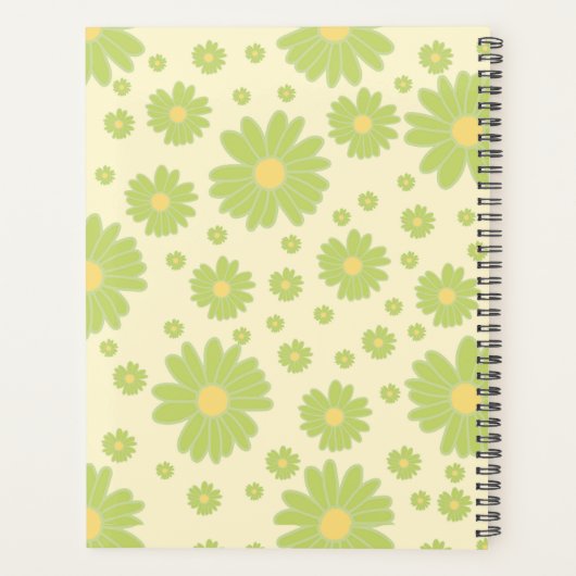 Groene madeliefjes op geel_ Floral Pattern Script Planner (Achterkant)