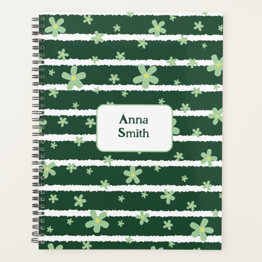Groene madeliefjes op groen_ Floral Pattern Script Planner (Voorkant)