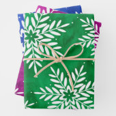 Groene Magenta Blauw Abstracte Waterverf Sneeuwvlo Inpakpapier Vel (In situ)