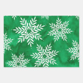 Groene Magenta Blauw Abstracte Waterverf Sneeuwvlo Inpakpapier Vel (Voorkant)