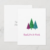 Groene, magenta, Blauwgroen Waterverf bomen Bedankkaart (Voorkant / Achterkant)