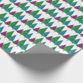 Groene Magenta Blauwgroen Waterverf Trees Patroon Cadeaupapier (Hoek)