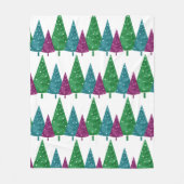 Groene Magenta Blauwgroen Waterverf Trees Patroon Fleece Deken (Voorkant)