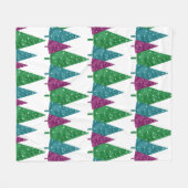 Groene Magenta Blauwgroen Waterverf Trees Patroon Fleece Deken (Voorkant (Horizontaal))