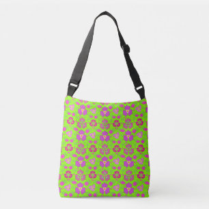 Groene & Magenta Ogee Patroon Schoudertas Crossbody Tas