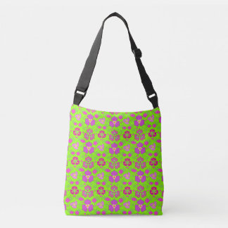 Groene & Magenta Ogee Patroon Schoudertas Crossbody Tas