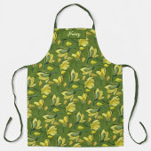 Groene Magnolia Bloemen gepersonaliseerd Schort (Voorkant)