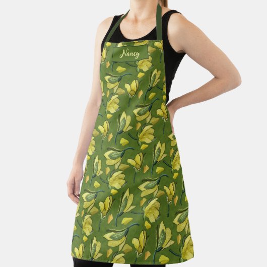 Groene Magnolia Bloemen gepersonaliseerd Schort (Insitu)