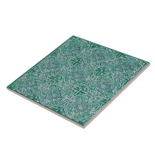 Groene maiolica-stijl tegeltje (Zijkant)