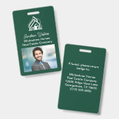 Groene makelaar foto onroerend goed bedrijf badge (Voor- en achterkant)