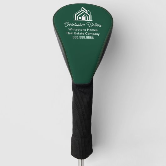 Groene makelaarbedrijf Op maat gemaakte makelaar Golfheadcover (Voorkant)