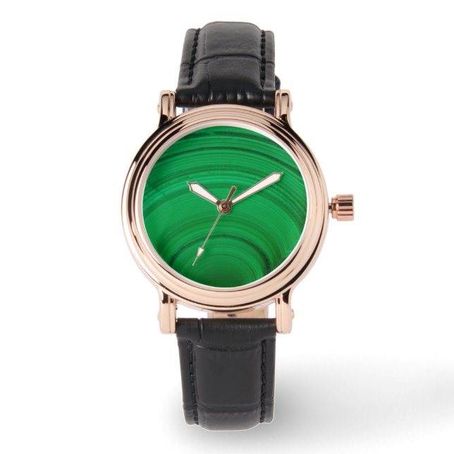 Groene malachiet Close-Up Horloge (Voorkant)