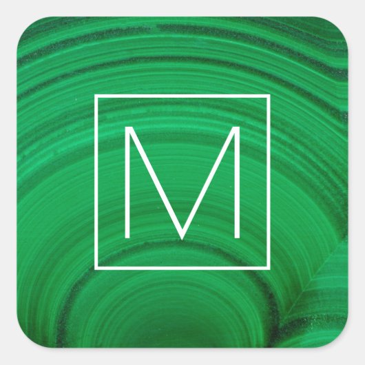Groene malachiet Close-Up Vierkante Sticker (Voorkant)