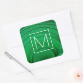 Groene malachiet Close-Up Vierkante Sticker (Envelop)