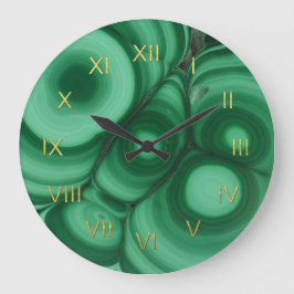 Groene Malachietklok met Faux Gold Foil Numals Grote Klok