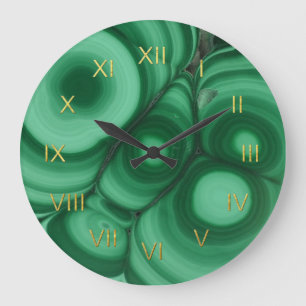 Groene Malachietklok met Faux Gold Foil Numals Grote Klok