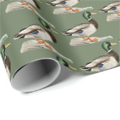 Groene Mallard Duck Jacht Natuur Kunst Cadeaupapier (Rol Hoek)